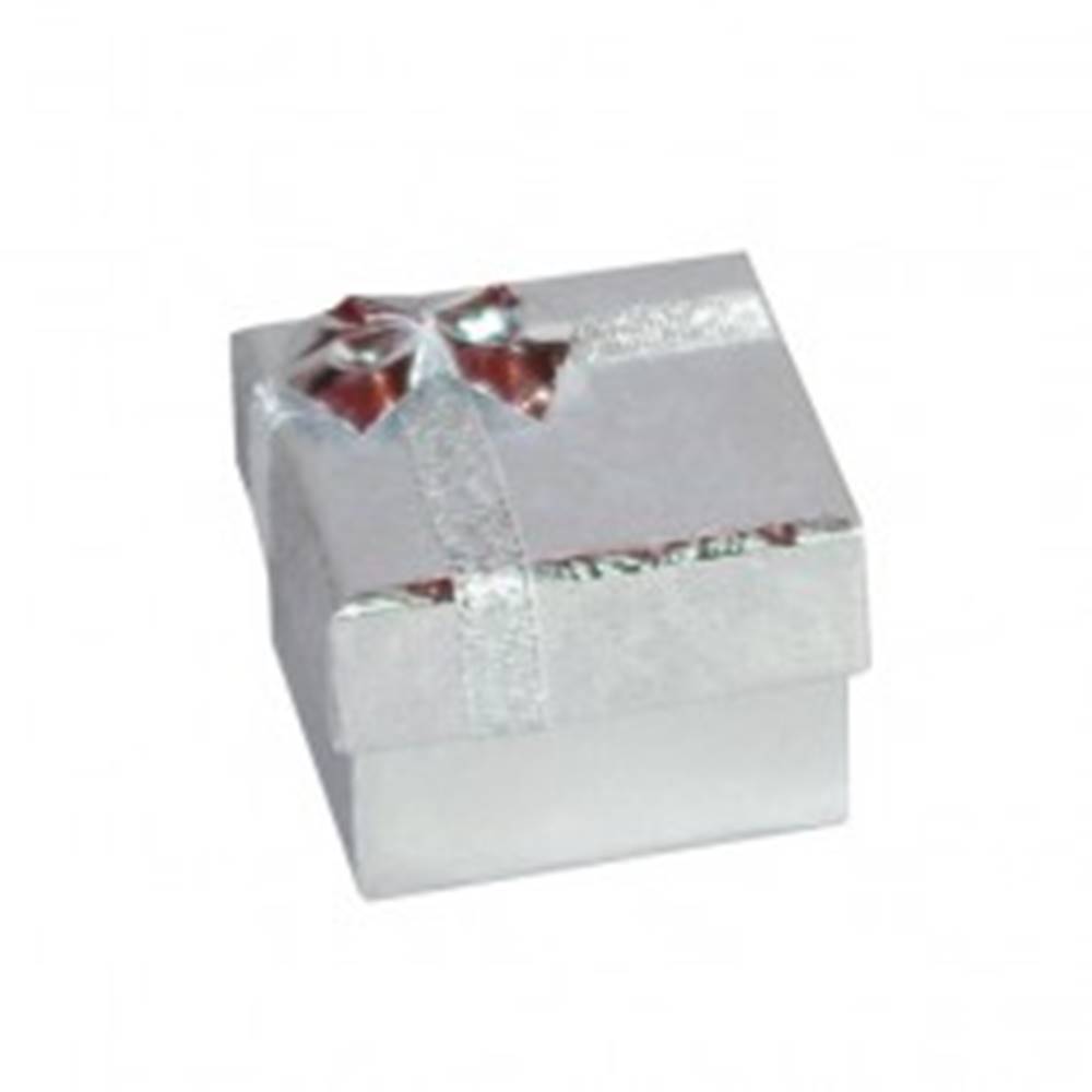 Šperky eshop Darčeková krabička na náušnice - strieborné lesklé ruže, mašľa, 50 mm
