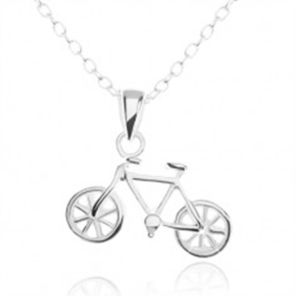 Šperky eshop Strieborný náhrdelník 925, detailne vyrezávaný prívesok bicykla