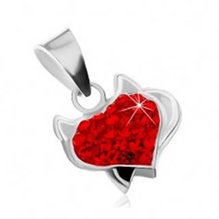 Strieborný prívesok 925 - srdce s rožkami, čiernym chvostom a červenými zirkónmi
