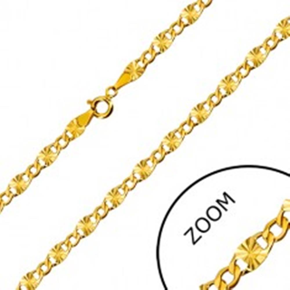 Šperky eshop Zlatá retiazka 585 - ploché očká, lúčovité zárezy, šesťuholníkové očká, 550 mm