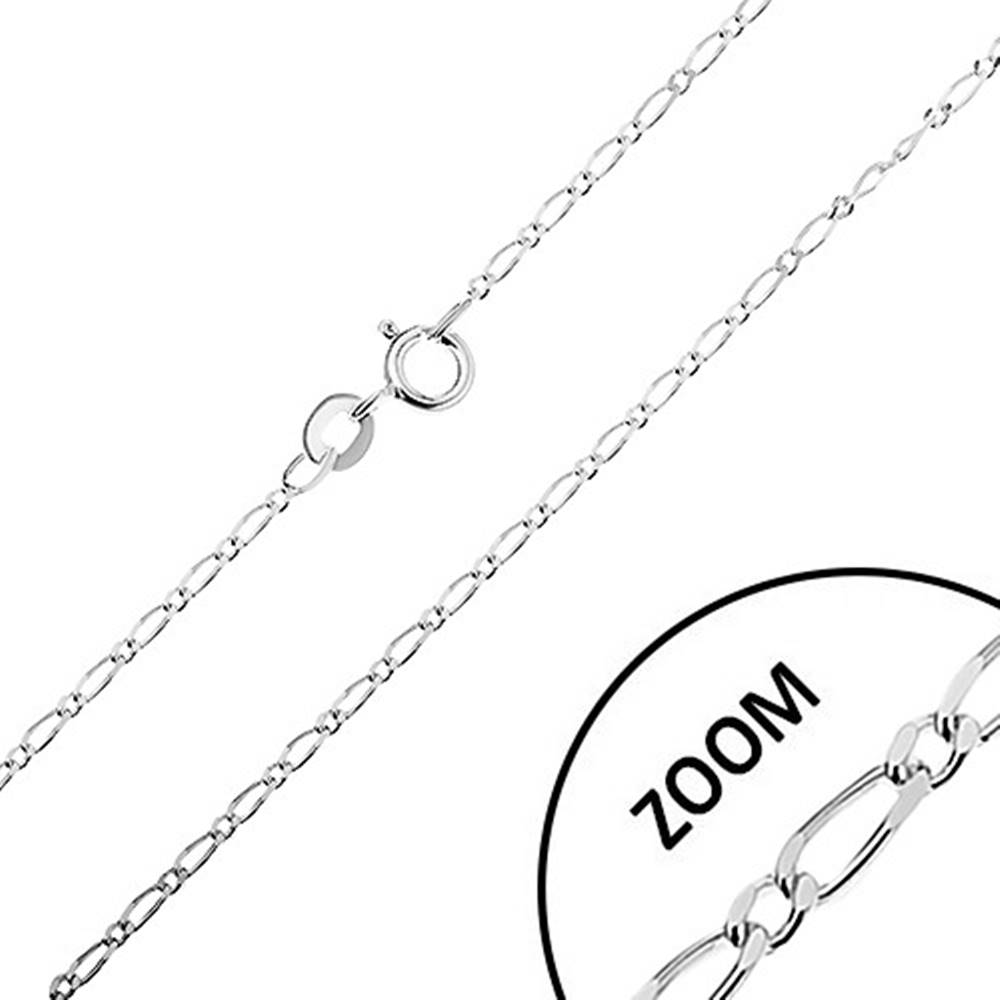 Šperky eshop Lesklá strieborná retiazka 925, dlhé a krátke oválne články, šírka 1,3 mm, dĺžka 500 mm