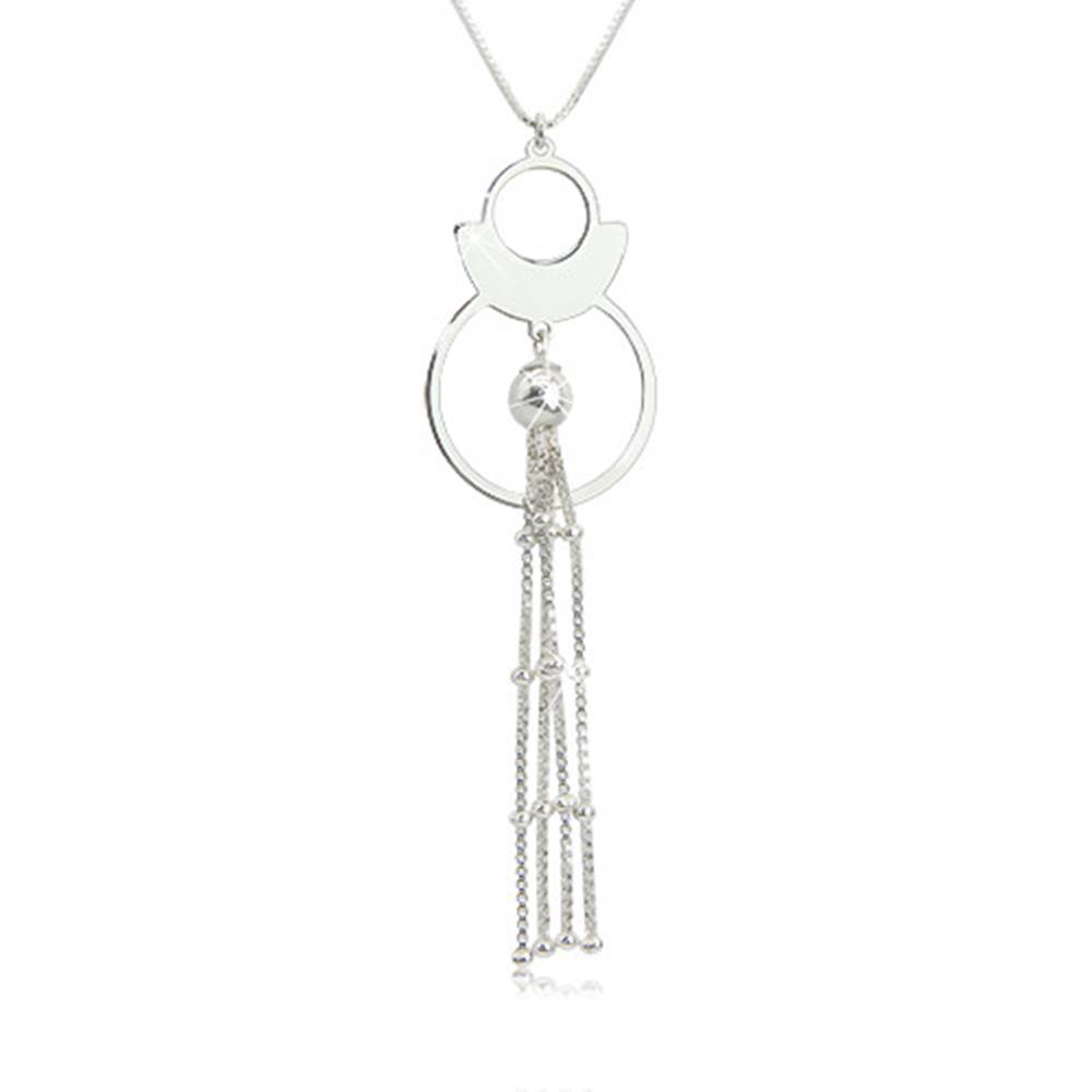 Šperky eshop Náhrdelník zo striebra 925 - obrysy krúžkov s lesklou guľôčkou a hranatými retiazkami