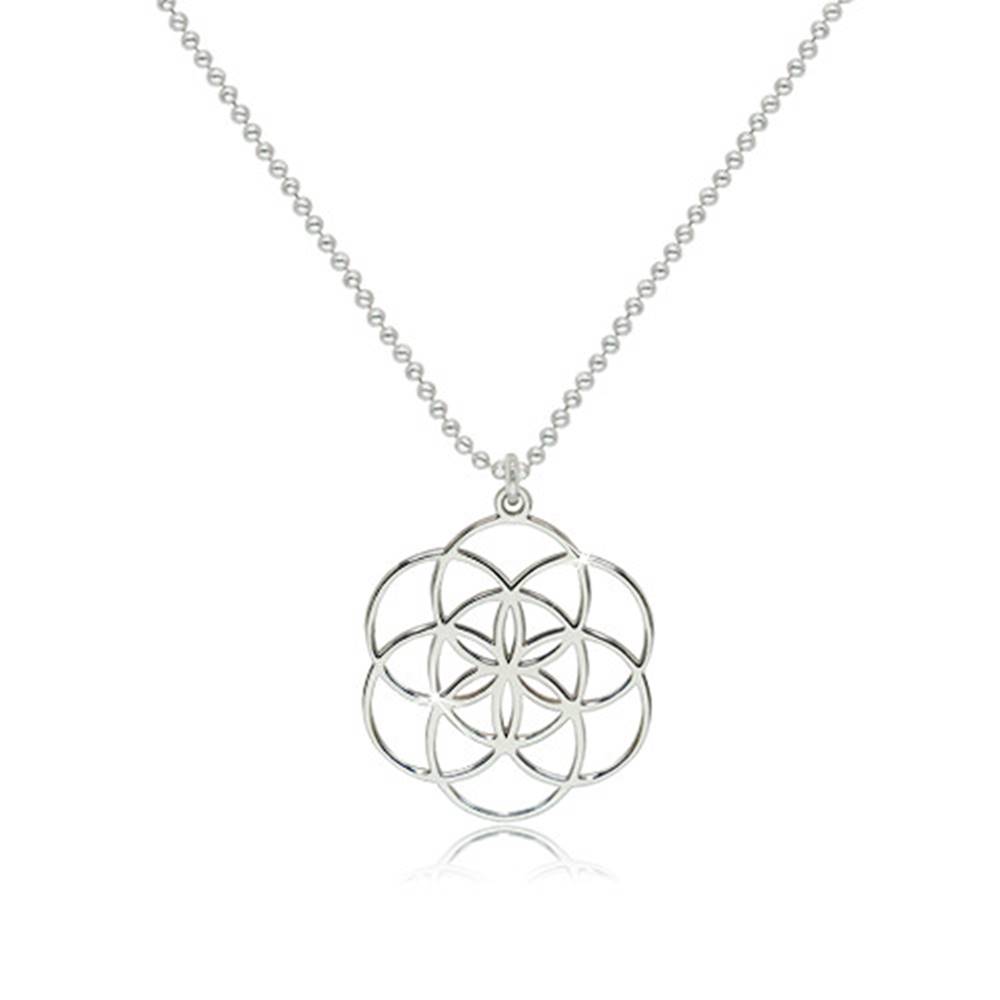 Šperky eshop Strieborný 925 náhrdelník - lesklý symbol Semeno života