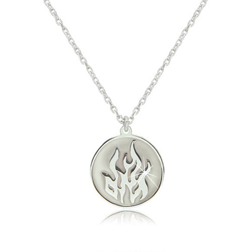 Šperky eshop Strieborný náhrdelník 925 - element ohňa v okrúhlej lesklej línii