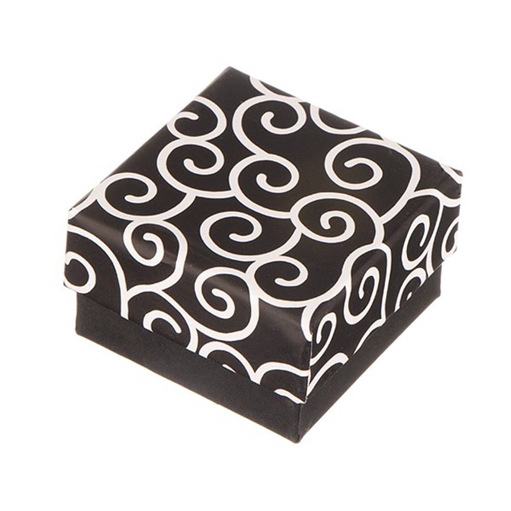Šperky eshop Krabička na náušnice - čierna s točeným motívom