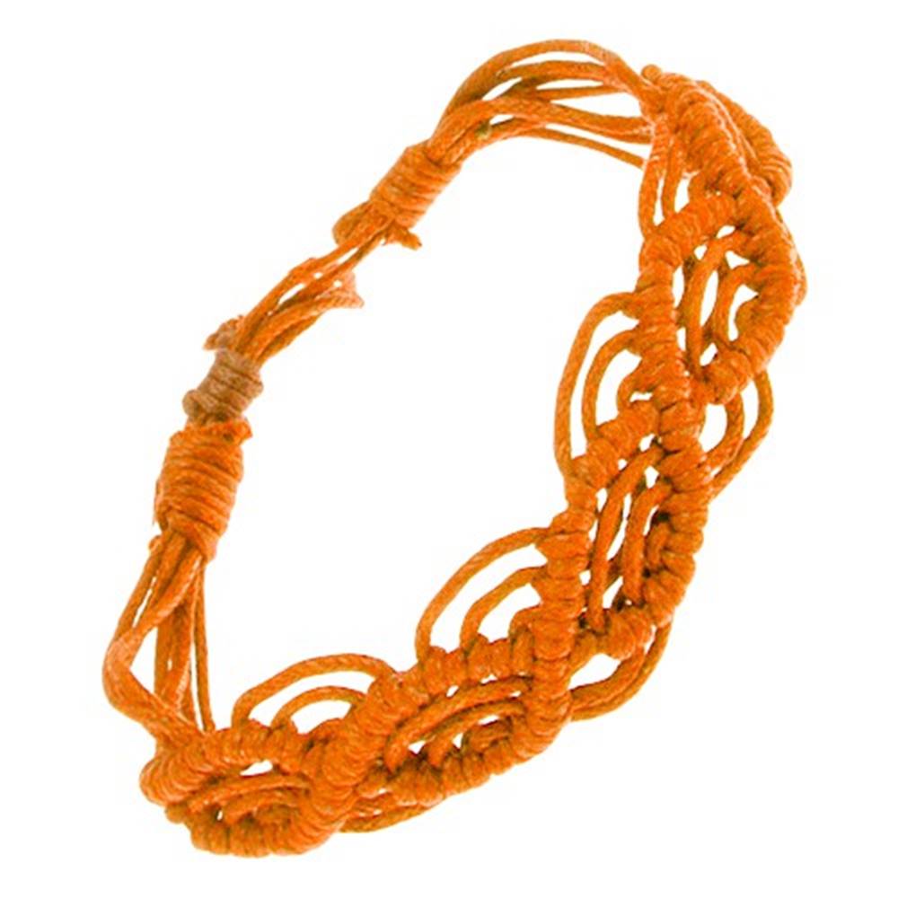 Šperky eshop Oranžový náramok zo šnúrok, vlnkový vzor