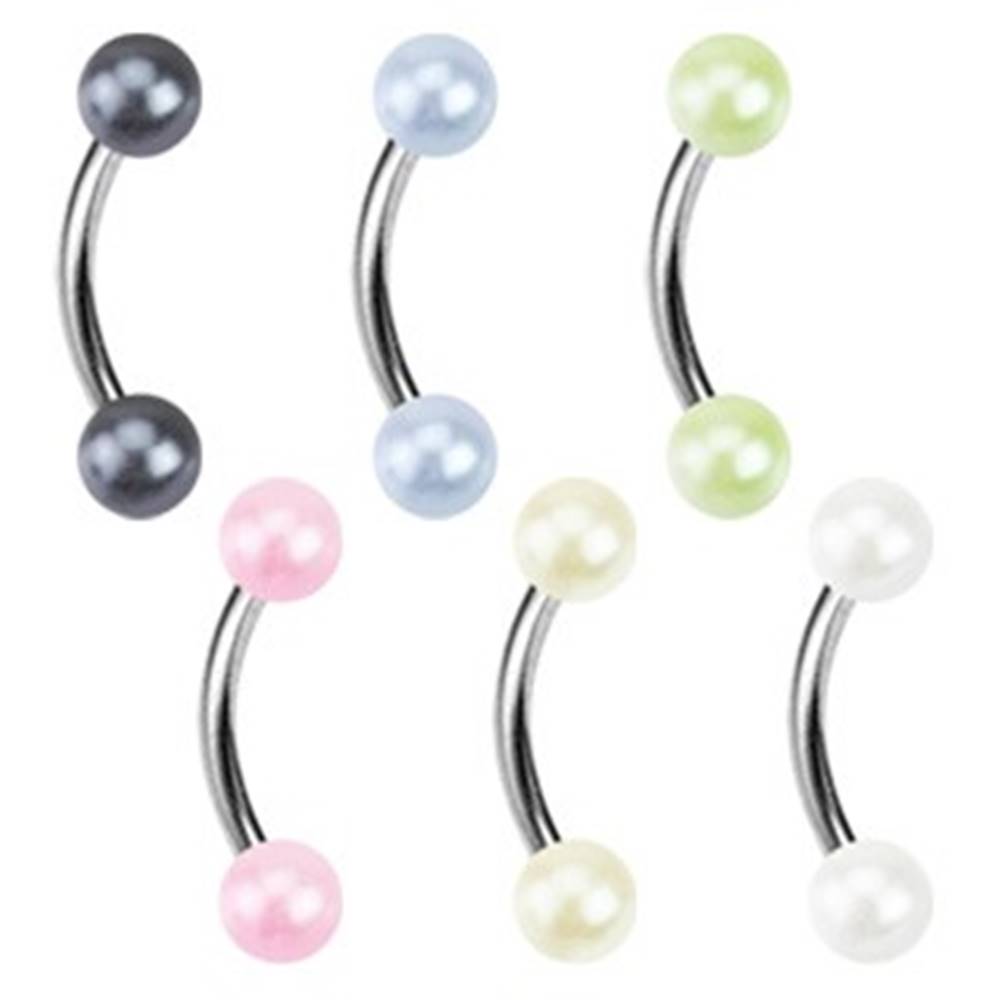 Šperky eshop Piercing do obočia - dve farebné perličky - Rozmer: 1,2 mm x 9 mm x 3 mm, Farba piercing: Svetlo Žltá