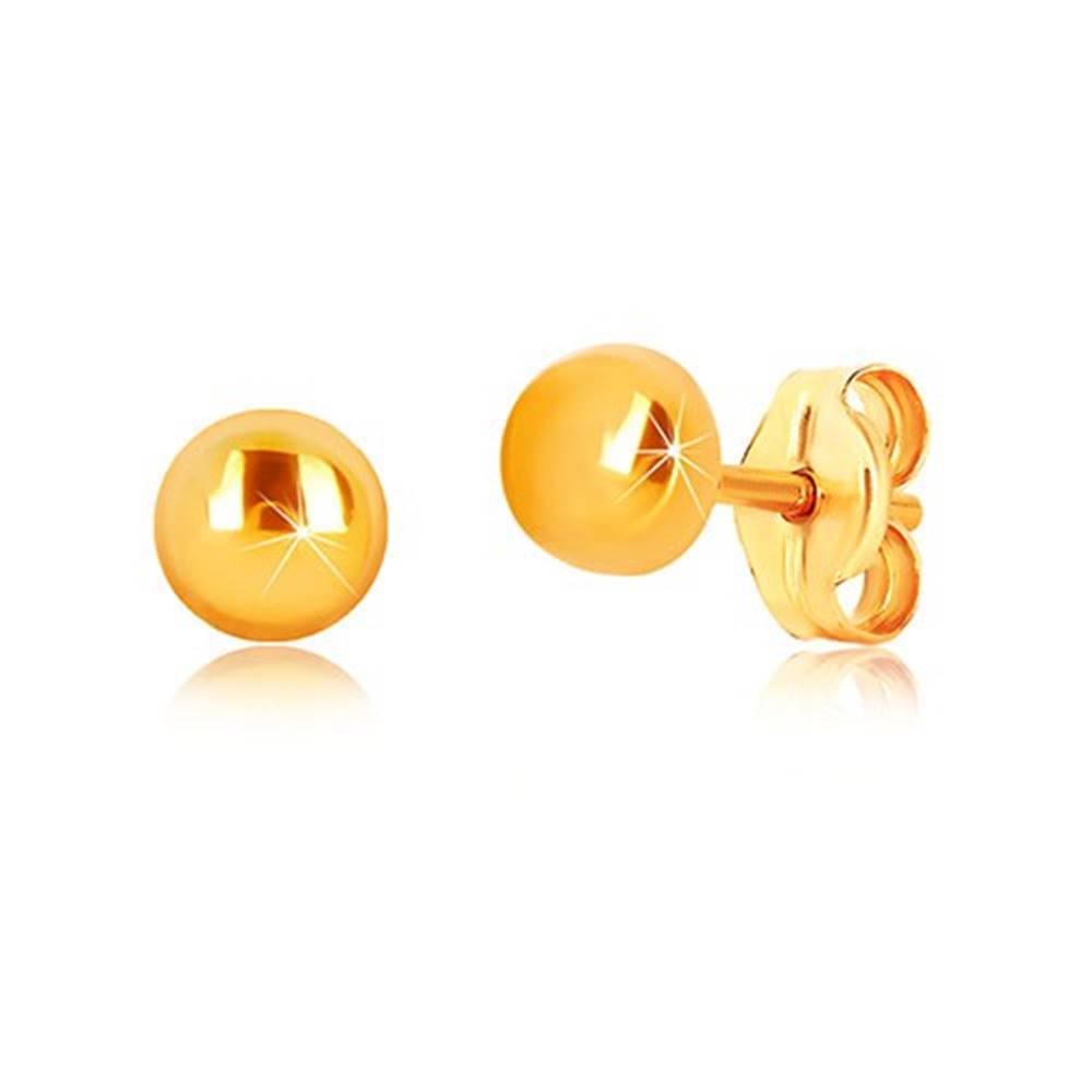 Šperky eshop Náušnice z 9K žltého zlata - krúžok so zrkadlovolesklým povrchom, puzetky