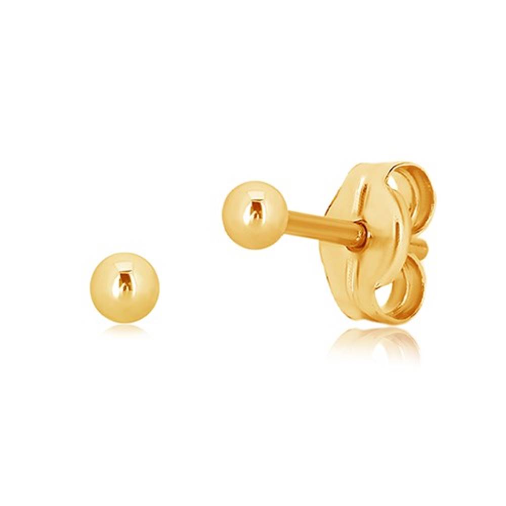 Šperky eshop Puzetové náušnice zo žltého zlata 375 - drobná gulička, hladký a lesklý povrch, 2 mm